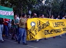 Manifestación en apoyo al insumiso Francisco Javier Batres "Frasco" hacia la Cárcel de La Ranilla. 6 de junio de 1991. Sevilla (España).